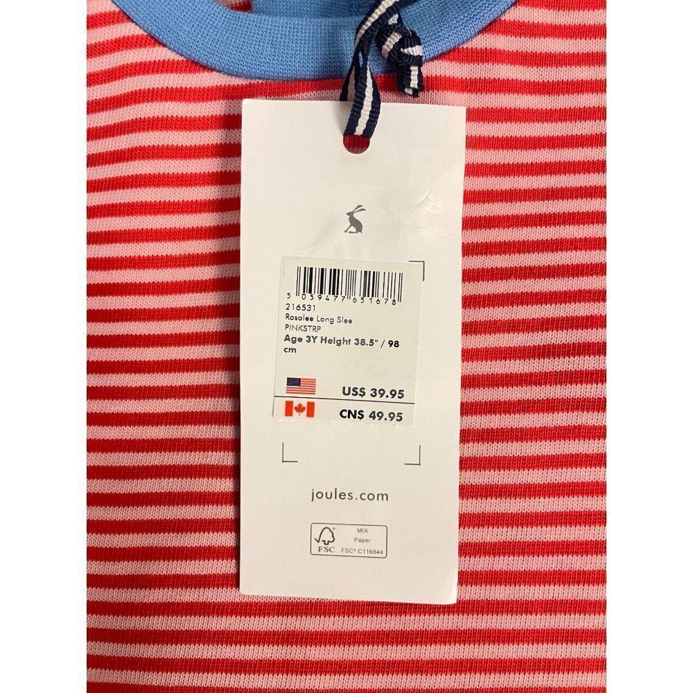 Joules Pink Stripe Horse Rosalee Long-Sleeve A-Line Dress 3 NWT - Picture 10 of 10